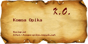 Komsa Opika névjegykártya